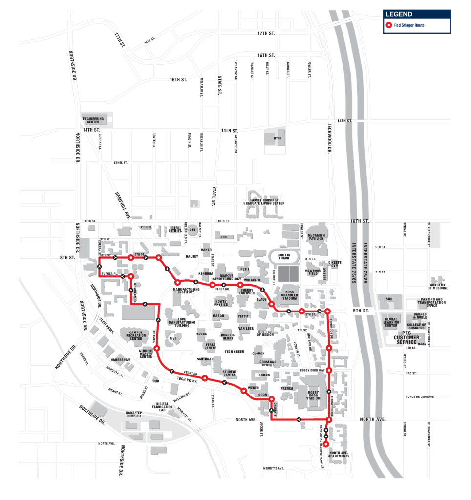 stinger red bus route
